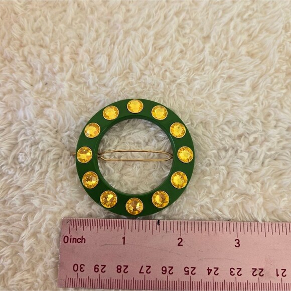 NIB Swarovski Green and Yellow Crystal Chroma Hair Clip Barette main image 5